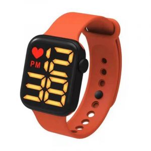 Montres Intelligentes Sports Casual Hommes Led Montre &Eacute;lectronique Montre Num&eacute;rique De Luxe Pour Dames Avec Bracelet En Plastique Lumi&egrave;re Jaune,Orange - Neuf