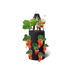 Sac de culture pour fraises de 11 litres (3 gallons) avec 12 trous pour l&eacute;gumes - Noir - Neuf