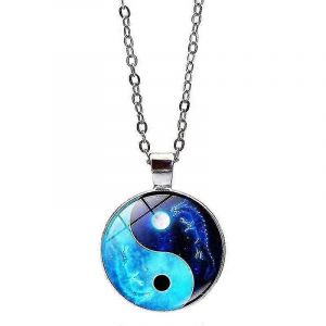 2pcs Yin Yang Collier Bleu Tai Chi Pendentif Collier Amitié Tai Chi Collier - - Neuf