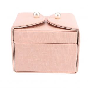 Boite De Rangement Simple En Cuir Pu Pour Bijoux, Etui Portable Pour Boucles D'oreilles, Bagues, Cadeau Rose - Neuf
