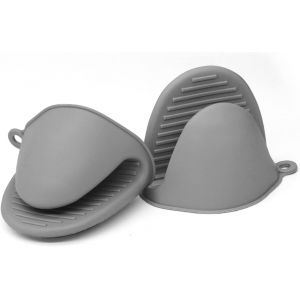Lot De 2 Maniques De Cuisine Épaisses En Silicone (Gris Clair), Anti-Chaleur, Mini Maniques Pour La Cuisine, La Pâtisserie, Les Barbecues Et Les Grillades - Neuf