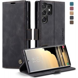 Samsung Galaxy S25 Ultra 5g Case Shockproof Premium Pu Leather Case Card Slots Wallet Pouch With Stand Flip Cover For Samsung Galaxy S25 Ultra 5g - Black - Neuf