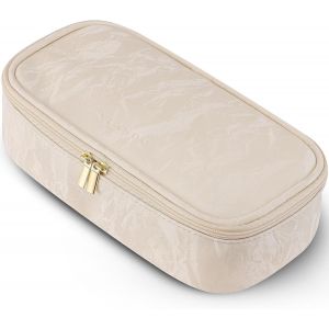 Petite de maquillage de voyage pour femmesac cosm&eacute;tique portablede maquillage multifonctionnelleen cuir imperm&eacute;ableCaf&eacute; au lait.de maquillage - Neuf
