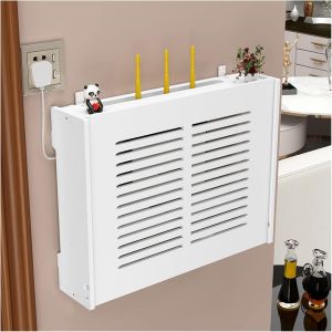 Cauc-Bo&icirc;te De Rangement Wifi &Eacute;tag&egrave;re De Rangement Routeur Sans Fil Mural Salon Routeur Modem Armoire De Rangement Stores D&eacute;coration &Eacute;tag&egrave;res Flottantes (Color : Blanc, S : 47x36x11cm) - Neuf