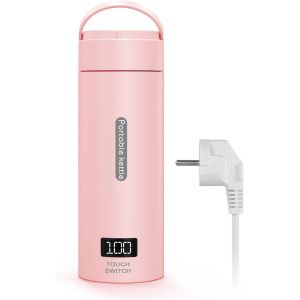 NouvelHorizonstore-Flintronic 380ML Bouilloire Electrique Portable, 3 en 1 Mini Bouilloire, Mug de Voyage Chauffant, Bouilloire en Acier Inoxydable pour Th&eacute; Lait Caf&eacute; (Rose) - Neuf