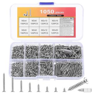 CHECARZHN--NO1-1050 Pcs Assortiment De Vis À Bois M2, Vis Multifonctions, Vis Autotaraudeuses En Bois, Vis À Tête Fraisée, Vis À Tête Plate Croisée, Vis À Tête Cruciforme Pour Meubles Aggloméré Diy - Neuf
