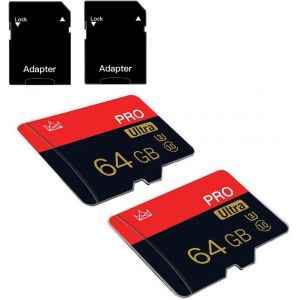 Kalanka-Lot De 2 Cartes Mémoire Micro Sd 64 Go Classe 10 Avec Adaptateur Sd Haute Vitesse Pour Tablette, Appareil Photo, Drone-Kalanka - Neuf