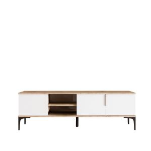 Meuble TV en bois "Tarz" 180 x 33 x 49 cm - Blanc - Neuf