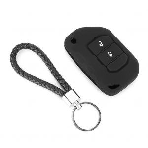 2 boutons en silicone noir clé de voiture housse de protection accessoires de voiture adaptés à Jeep Wrangler JL 2018+ - Neuf