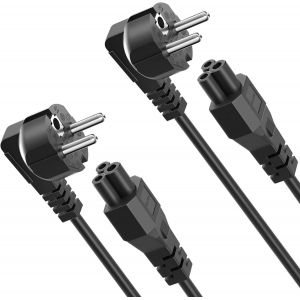 BFS-C5 câble d'alimentation (2 pièces 1.8m) Clover Cordon Plug Chargeur Secteur Remplacement câble d'origine Alimentation Ordinateur Portable Compatible avec Lenovo HP ASUS Dell Acer PC Moniteur - Neuf