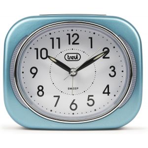 R&eacute;veil de Chevet/de Voyage R&eacute;tro avec r&eacute;tro-&eacute;clairage LED et trotteuse silencieuse Plastique, Plastique, Gris, 10x3.6x8 cm - Neuf