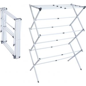 Séchoir à linge peu encombrantdurable et stable Séchoir à linge pliable à 6 niveaux avec 11 barres Séchoir à linge pliable et extensible (blanc) - Neuf