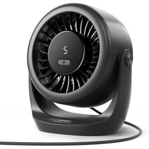 Diveblues Ventilateur USB de Table, Puissant Jusqu'&agrave; 6 m/s, Affichage LED, 5 Vitesses, Rotation 360&deg;, Mini Ventilateur Silencieux, Portable pour Maison, Bureau, Ext&eacute;rieur, Cuisine, Camping - Neuf