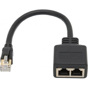 Adaptateur r&eacute;partiteur RJ45,r&eacute;partiteur adaptateur r&eacute;seau Ethernet RJ45 1 &agrave; 2 ports,r&eacute;partiteur de c&acirc;ble r&eacute;seau CAT8 - Neuf