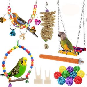 Bird Parrot Swing Chewing Toys - Hanging Bell Birds Cage Toys For Small Parakeets-G&eacute;n&eacute;rique - Neuf