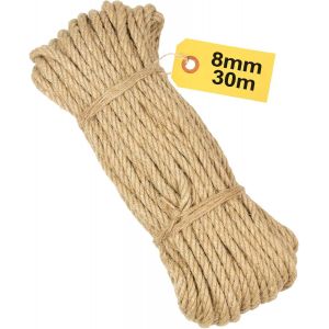 Corde Sisal Naturelle 30m X 8mm - Corde Arbre &Agrave; Chat R&eacute;sistante Pour R&eacute;paration, Griffoir, Diy, Jardin, D&eacute;coration - Neuf