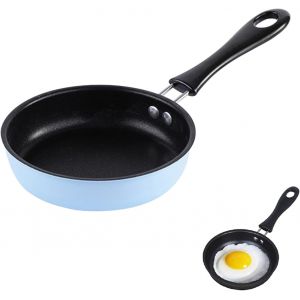 Loranka-Petite Po&ecirc;le &Agrave; Frire Antiadh&eacute;sive De 12 Cm Pour Un ?Uf, Portable, Po&ecirc;le &Agrave; Omelette De Camping Avec Poign&eacute;e R&eacute;sistante &Agrave; La Chaleur Pour Cuisini&egrave;re &Agrave; Gaz, Plaque &Agrave; Induction (Mini, Bleu) - Neuf