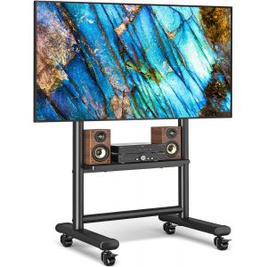 MEVRONISSHOP-Support TV roulettes avec &Eacute;tag&egrave;re pour T&eacute;l&eacute;viseur de 50-86 Pouce Ecran LED LCD Plasma, Haut Support TV sur Pied R&eacute;glable en Hauteur Pied TV Jusqu '&agrave; 68 kg, Max.VESA 800x600mm - Neuf