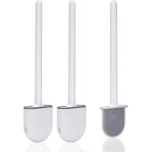 Kal-Brosse Toilette Silicone,(2 Pièces) Brosse Toilettes Wc,Brosse Wc Silicone Et Supportsavec Des Poils Doux Et Une Poignée Antidérapante Brosse Toilette Silicone Nettoyage Rapides Brosse Wc Suspend - Neuf