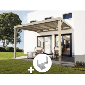Pergola Adossée En Bois Reims 300 X 300 Cm + 2 Supports - Maderland - Neuf