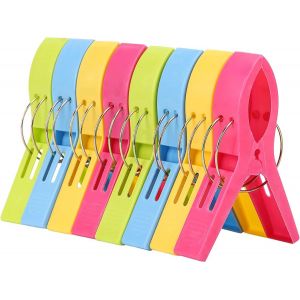 Lot de 8 pinces à serviette de plage en plastique - 4 couleurs - pour linge de lit, serviette de plage, tapis de bain, etc. - Neuf
