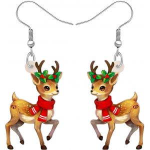Kal-Acrylique No&euml;l Arbre Renne Boucles D'oreilles Pendentif Goutte Anime Bonbons Elan Cerf Animaux Bijoux Pour Femmes Filles Enfants Cadeaux D&eacute;coration - Neuf