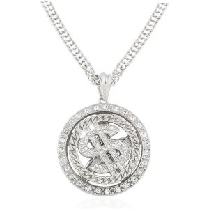 Kal-Collier Hip Hop Homme Femme,Collier Dollar Bling Bling,Chaine Deguisement,Chaîne Avec Signe Dollar Rappeur,Accessoires De Rappeur,Chaine Hip Hop,Chaîne Avec Pendentif Dollars Pour Fête - Neuf