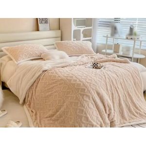 Plaid R&eacute;versible En Peluche 150x200cm Kaki Sherpa Polaire - Neuf