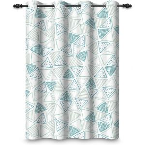 Kalanka-107x160cm G&eacute;om&eacute;trie Rideau &Agrave; ?illets Triangle Abstrait Bleu Vert Dessin Anim&eacute; Motif Artistique Isolants S&eacute;parateurs De Pi&egrave;ces Occultants Rideaux Pour Fen&ecirc;tres Chambre Salon,1 Panneau Simple - Neuf