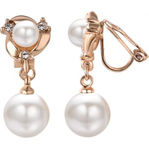 Boucle D'oreille Pendante Clips Femme Perles Plaqu&eacute; Or Argent Pendant D'oreilles Non Perc&eacute;es Fantaisie Bijoux - Neuf