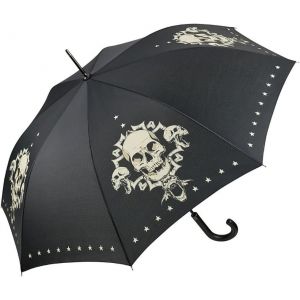 Parapluie Canne Grand Robuste Ouverture Automatique Art Skull Crâne - Neuf