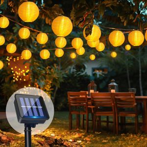 Jgd-Guirlande Lumineuse Solaire Lanternes Ext&eacute;rieures, 8m 30 Led Guirlande Lampion Exterieur, 8 Modes Ip65 &Eacute;tanche &Eacute;clairage Solaire Pour D&eacute;coration De Jardin, Terrasse, Balcon, F&ecirc;te, No&euml;l ( Blanc Ch - Neuf