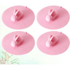 Lot de 4 bouchons de douche en forme de lapin rose pour salle de bain et cuisine, style évier, couvercle de vidange, crépine, bouchon de douche pour sceller les cheveux et le sol de la baignoire - Neuf