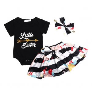 Ensemble 3 Pieces Pour Bebe Fille, Body, Jupe, Bandeau (73) - Neuf