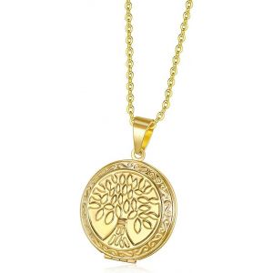 Kal-Collier Photo Rond Femme Homme Médaillon Pendentif Médaille Gravure Personnalisée Acier Inoxydable Porte Photo Chaîne Bijoux Fille Cadeau Parfait - Neuf