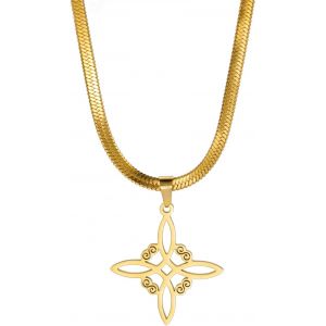 Kal-Collier En Acier Inoxydable Avec Noeud De Sorci&egrave;re Celtique Pour Homme Et Femme - Pendentif En Forme De Noeud De Sorci&egrave;re G&eacute;om&eacute;trique - Amulette Magique Wiccan Pa&iuml;enne - Cadeau D'anniversaire - Neuf