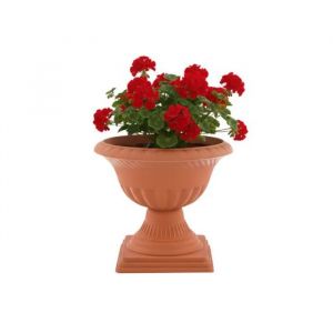 Pot De Fleurs &Oslash; 28 Cm H 29 Cm Rond Sur Pied Graphite Motif 3d Jardini&egrave;re - Neuf