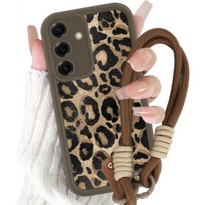 JGD-Coque pour Samsung Galaxy S25 5G avec Cordon de Bracelet, Silicone &Eacute;tui avec Aesthetic Brun L&eacute;opard Motif Design, Antichoc Housse avec Lanyard Cover Case pour Samsung S25 5G 6,7"", Vache - Neuf