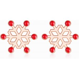 Kal-Boucles D'oreilles De Noël En Argent Sterling 925 Pour Femme - Flocon De Neige - Avec Perle De Zircone Cubique - 10 Mm - Pour Dormir - Avec Boîte Cadeau - Neuf