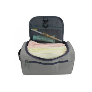 Trousse de toilette de voyage grise &iquest; Trousse de toilette portable avec crochets et mat&eacute;riau imperm&eacute;able - Neuf