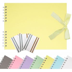 Album de Scrapbook 21,5 x 15 cm avec Ruban, Album Photo en Papier Créatif pour Mariage et Anniversaire, Album Photo DIY Familial avec Autocollants de Coin 40 Pages Blanc - Neuf
