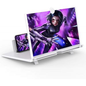 Agrandisseur Ecran Telephone 16 Pouces, Ecran Loupe Pour T&eacute;l&eacute;phone Portable, 3D Hd Loupe Pour Smartphone, Pour Regarder Des Vid&eacute;os De Films,Pour Tous Les Smartphones (Blanc)[Z609] - Neuf