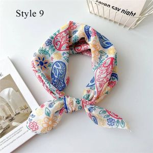Foulard de la pr&eacute;sidence &agrave; imprim&eacute; floral pour femme,&eacute;charpe carr&eacute;e en coton et lin cor&eacute;en,foulards &eacute;l&eacute;gants pour le cou,petites &eacute;charpes,bandana pour la t&ecirc;te,58x58cm-style 9-Taille unique - Neuf