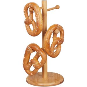 Mevronisshop-10024604 Porte Bambou, 6 Branches, Hauteur 35 Cm, Aussi Support Saucisson Ou Bretzel, Arbre &Agrave; Tasse, Naturel - Neuf