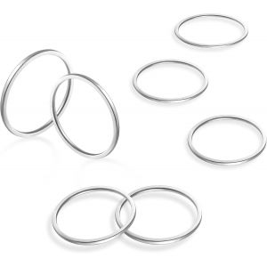 7 Pièces Bague Femme Acier Inoxydable Argent Or 18k Palque Bijoux Breloque 46 49 52 54 57 60 62 Anneaux Empilables - Neuf