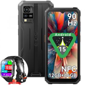 Blackview BV4800 SE T&eacute;l&eacute;phone Portable Incassable 6.56" Android 15 12Go+64Go 5100mAh Noir avec Blackview W60 - Neuf