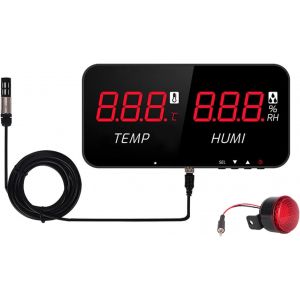 SUBZONAL-Montm&egrave;tre d'humidit&eacute; &agrave; temp&eacute;rature Murale, thermom&egrave;tre num&eacute;rique LCD 13 Pouces, avec capteur de 5 m, Fonction d'alarme, Plage de -20-80 &iquest;, pour Industriel int&eacute;rieur, agricole - Neuf
