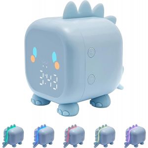 Réveil numérique pour enfants, motif dinosaures, avec fonction répétition lumineuse, réveil pour enfants, filles et garçons, lumière colorée, horloge de bureau rechargeable - Neuf