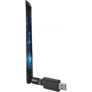 SUBZONAL-AC1300 Mbps cle WiFi, 5dBi Antenne WiFi USB 3.0 Double Bande, 2.4G / 5GHz, MU-MIMO Clé WiFi, Carte WiFi pour PC Antenne à Gain élevé 5dBi, Compatible avec Windows 11/10/8.1/8/7/XP - Neuf