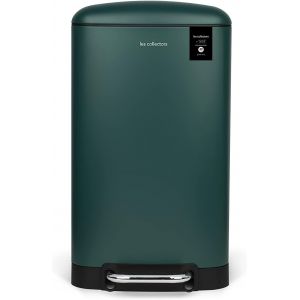 JEXNOVASHOP-Poubelle de Cuisine à Pédale N°863, Acier inoxydable, Capacité 40L, Sac compatible 50L, Compacte, Pratique, Fermeture silencieuse, Seau intérieur amovible, Finition Mat, Vert Canard - Neuf